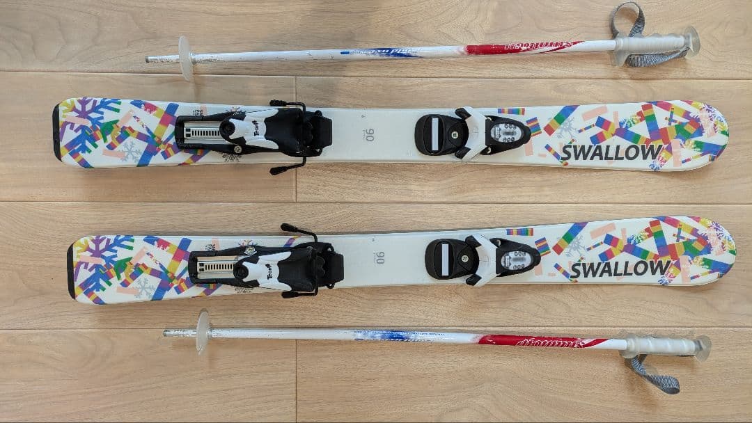ジュニアスキー板90cm ポール　ストック75cm セットスワローswallow