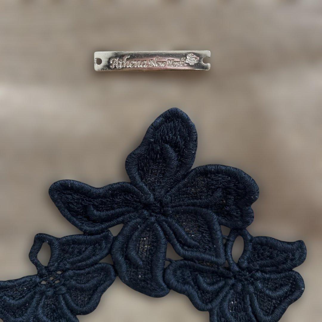 アシーナニューヨークアマンダ黒刺繍レースモチーフ帽子