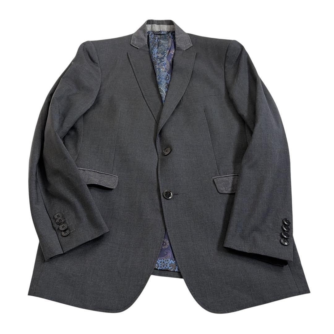 訳あり エトロ テーラードジャケット ペイズリー 48 グレー シルク混