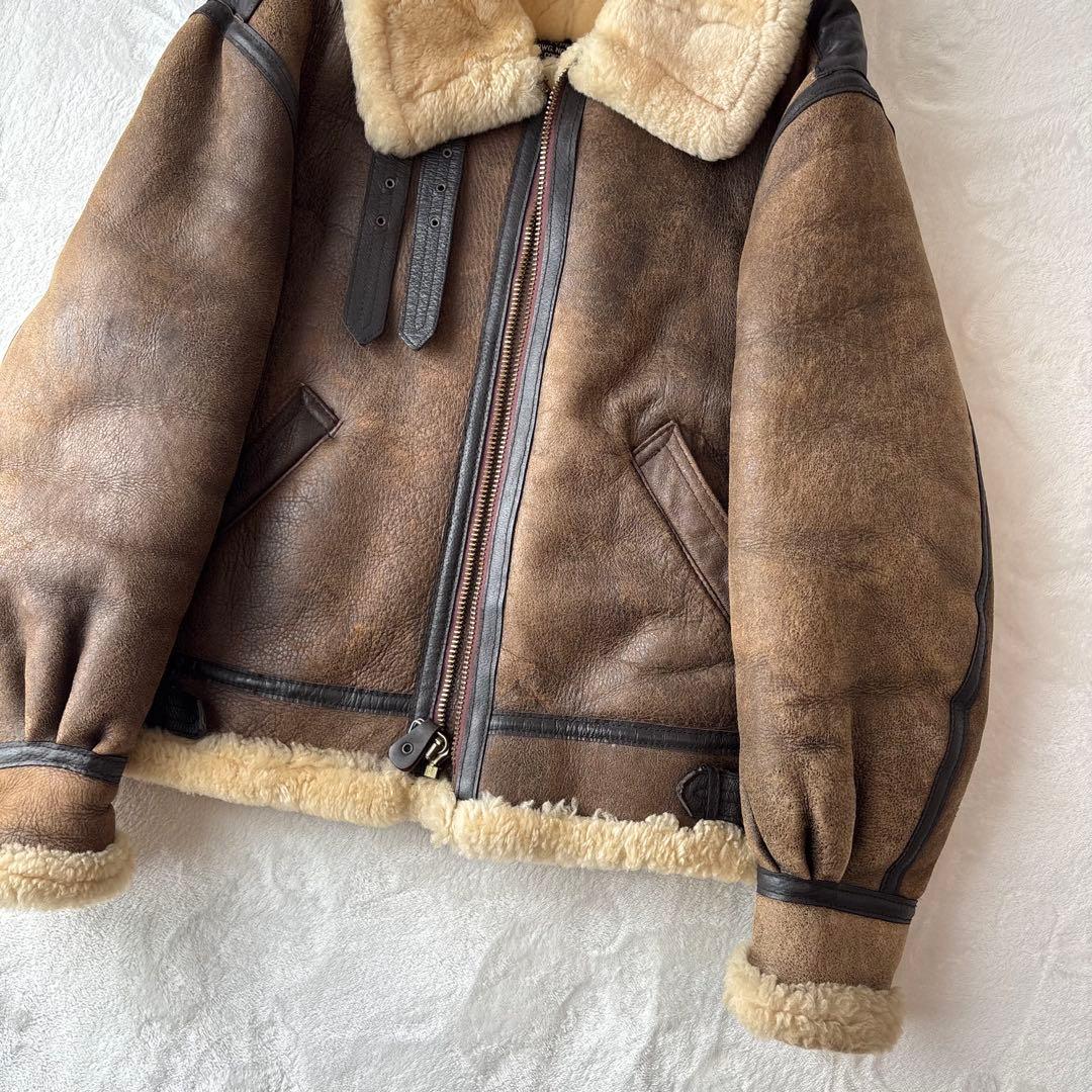【美品】アヴィレックス　ムートンジャケット　フライトジャケット　羊革　38