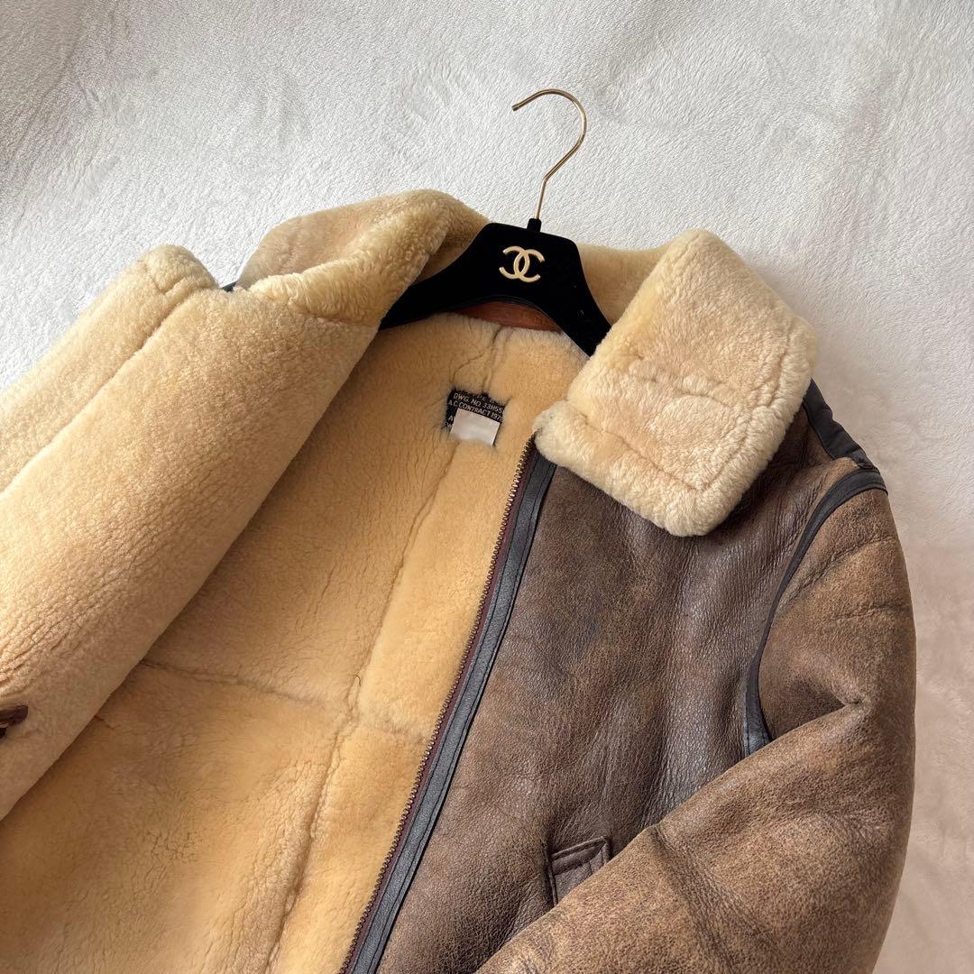 【美品】アヴィレックス　ムートンジャケット　フライトジャケット　羊革　38