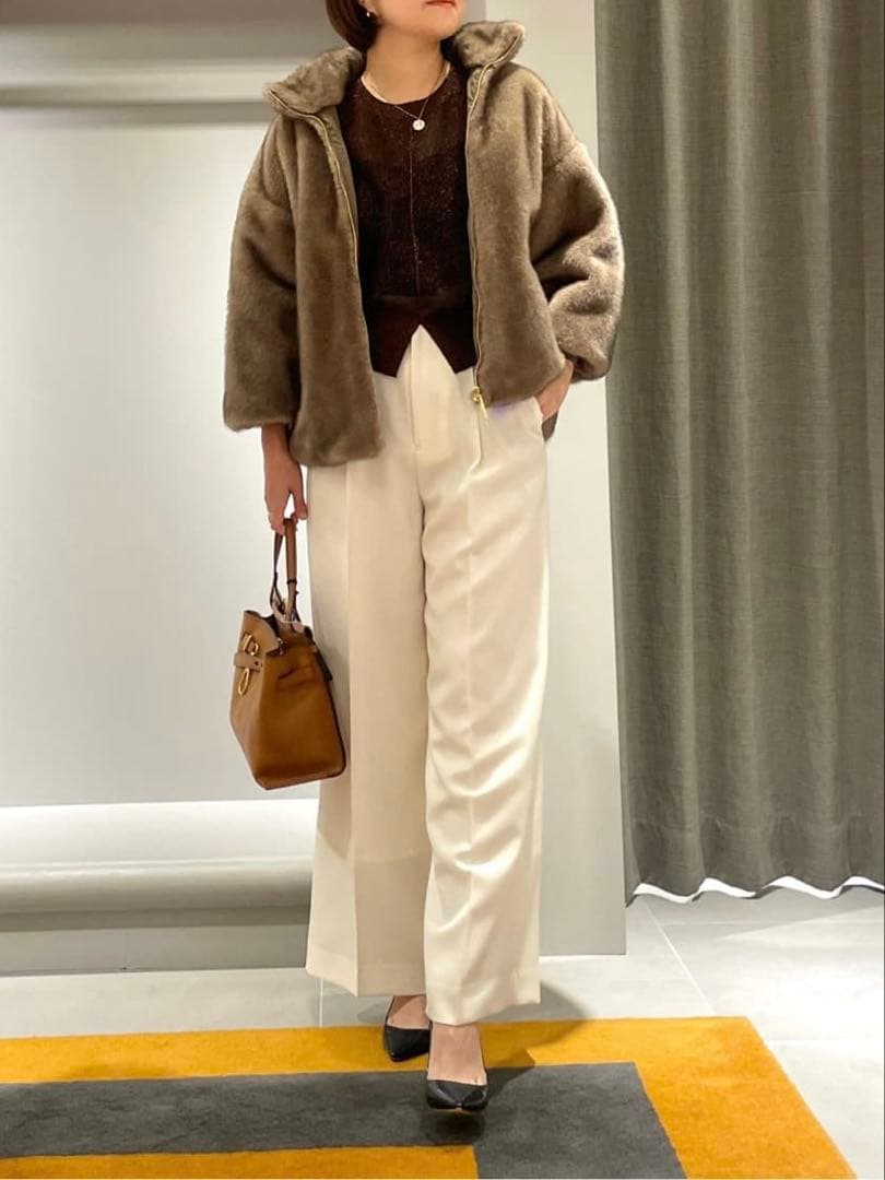 【美品】TATRAS ファーブルゾンコート　トゥモローランド別注　ブラウン