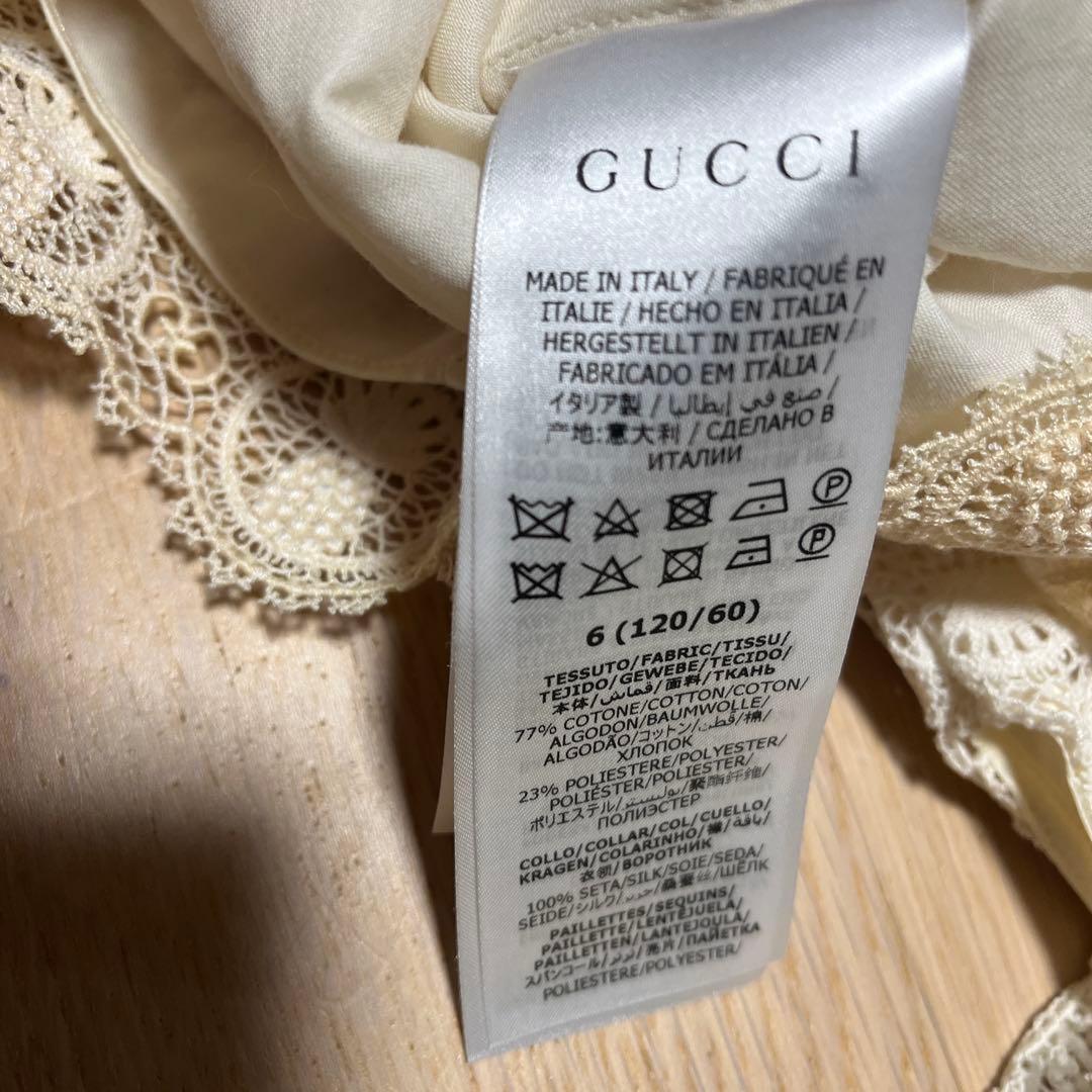 グッチチルドレン アイボリー レースワンピース 6y