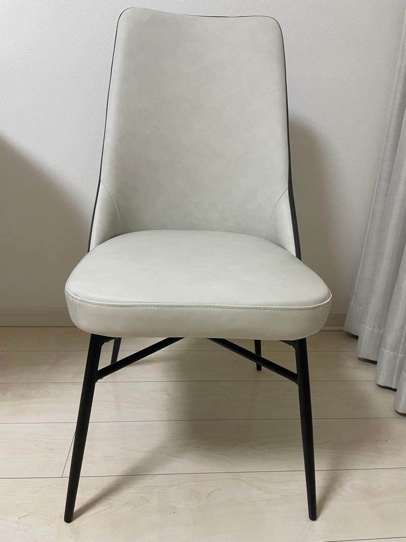 ニトリ　ダイニングチェア　回転式　一脚　アイボリー×グレー