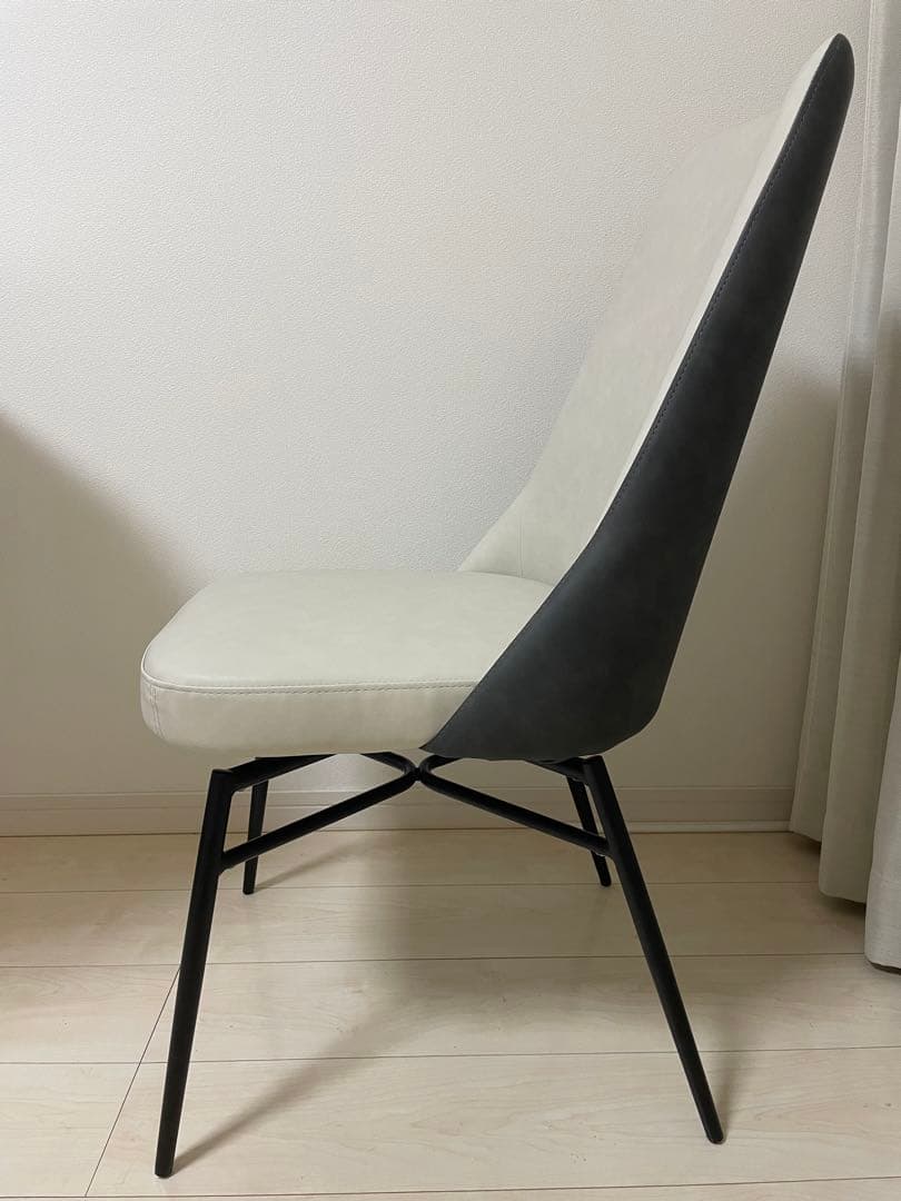 ニトリ　ダイニングチェア　回転式　一脚　アイボリー×グレー