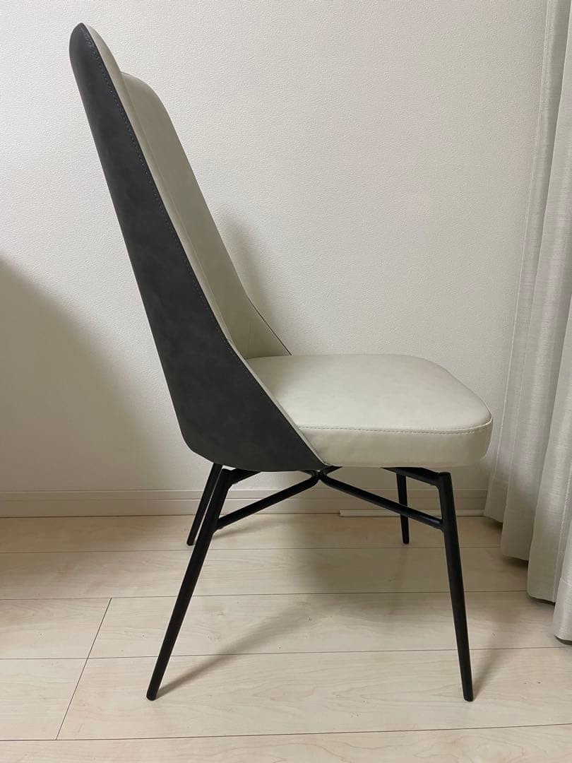 ニトリ　ダイニングチェア　回転式　一脚　アイボリー×グレー