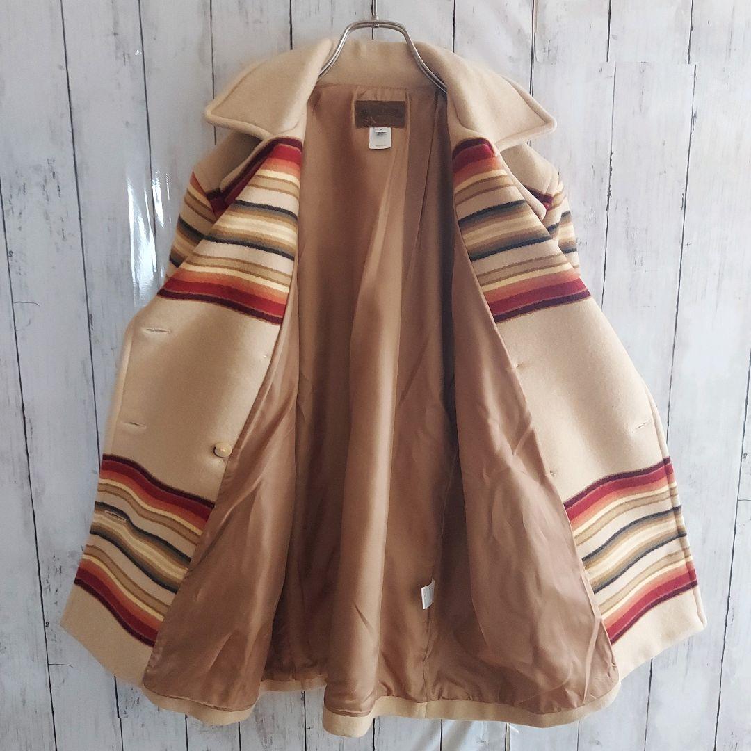 【PENDLETON】希少 ペンドルトン ネイティブ柄 ピーコート S ベージュ