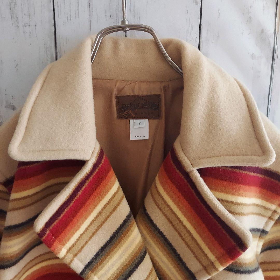 【PENDLETON】希少 ペンドルトン ネイティブ柄 ピーコート S ベージュ