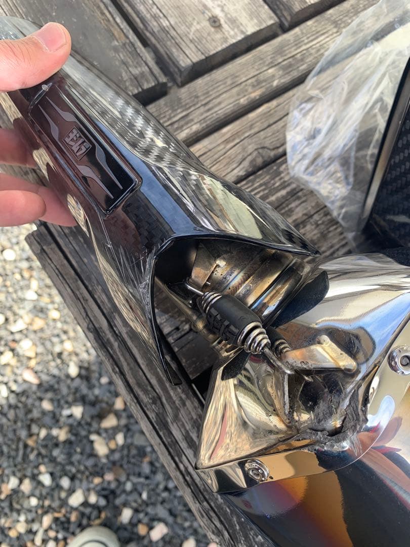 GSX1300Rハヤブサ用　ヨシムラSTBC チタンブルーカバー/カーボンエンド