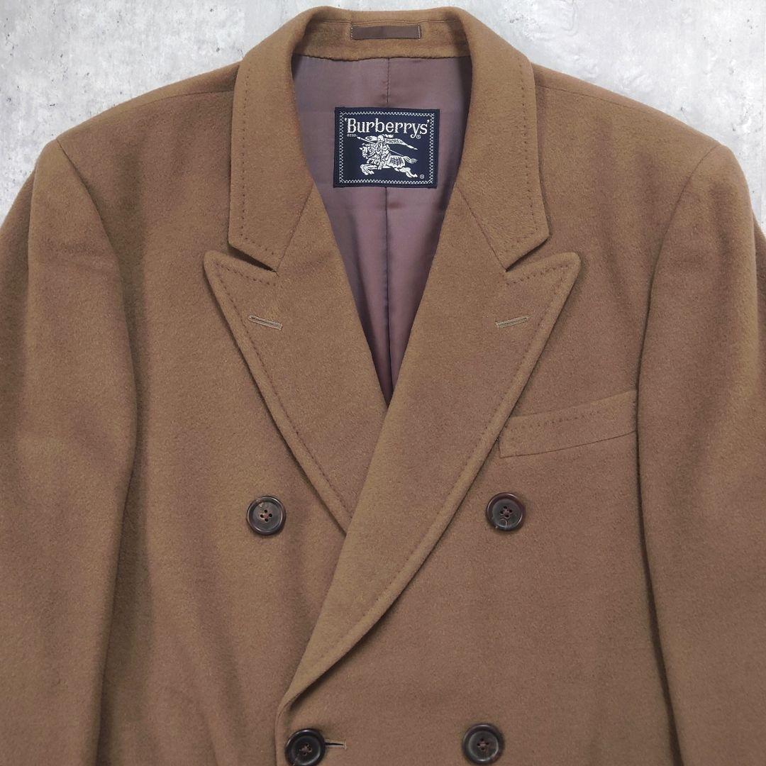 バーバリーズ ダブルブレストコート ウールカシミヤ ロング くすみカーキ