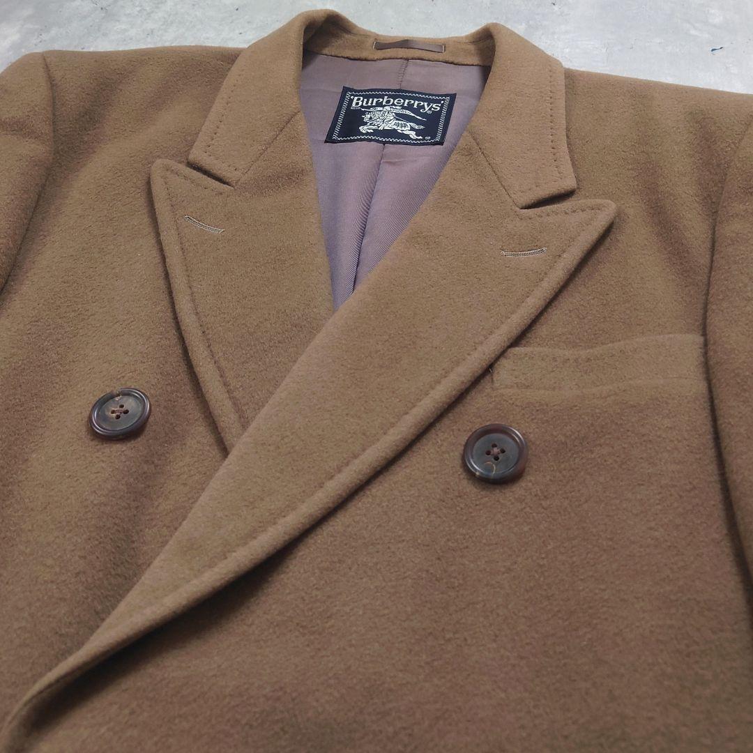 バーバリーズ ダブルブレストコート ウールカシミヤ ロング くすみカーキ