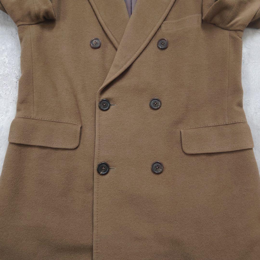 バーバリーズ ダブルブレストコート ウールカシミヤ ロング くすみカーキ
