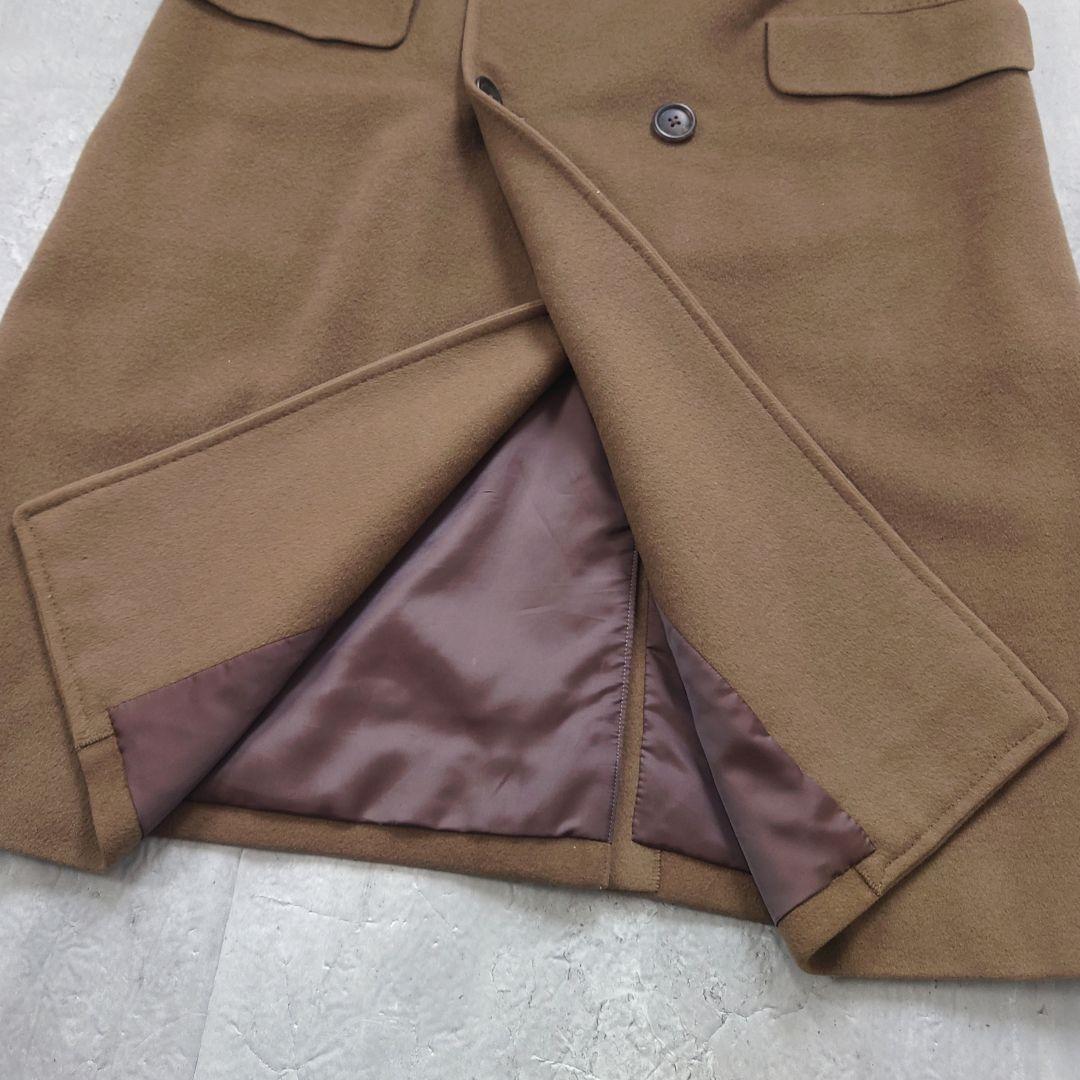 バーバリーズ ダブルブレストコート ウールカシミヤ ロング くすみカーキ