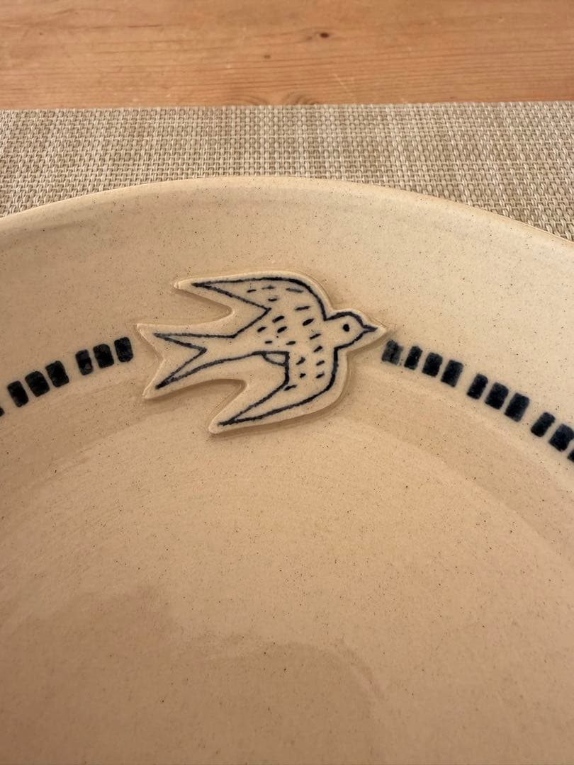 【週末お値下げ】東峯未央さん（益子焼作家）「トリ柄丸皿・楕円皿」計３枚セット