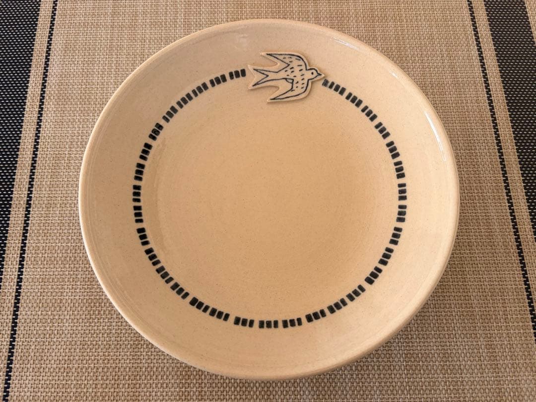 【週末お値下げ】東峯未央さん（益子焼作家）「トリ柄丸皿・楕円皿」計３枚セット