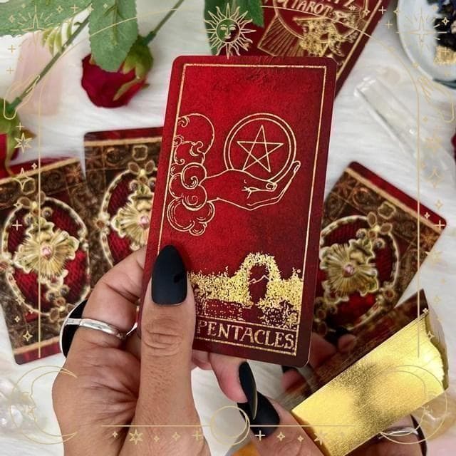 【正規品タロットカード】前作完売品✨美麗レア色✨豪華な真紅×ゴールドのデッキ