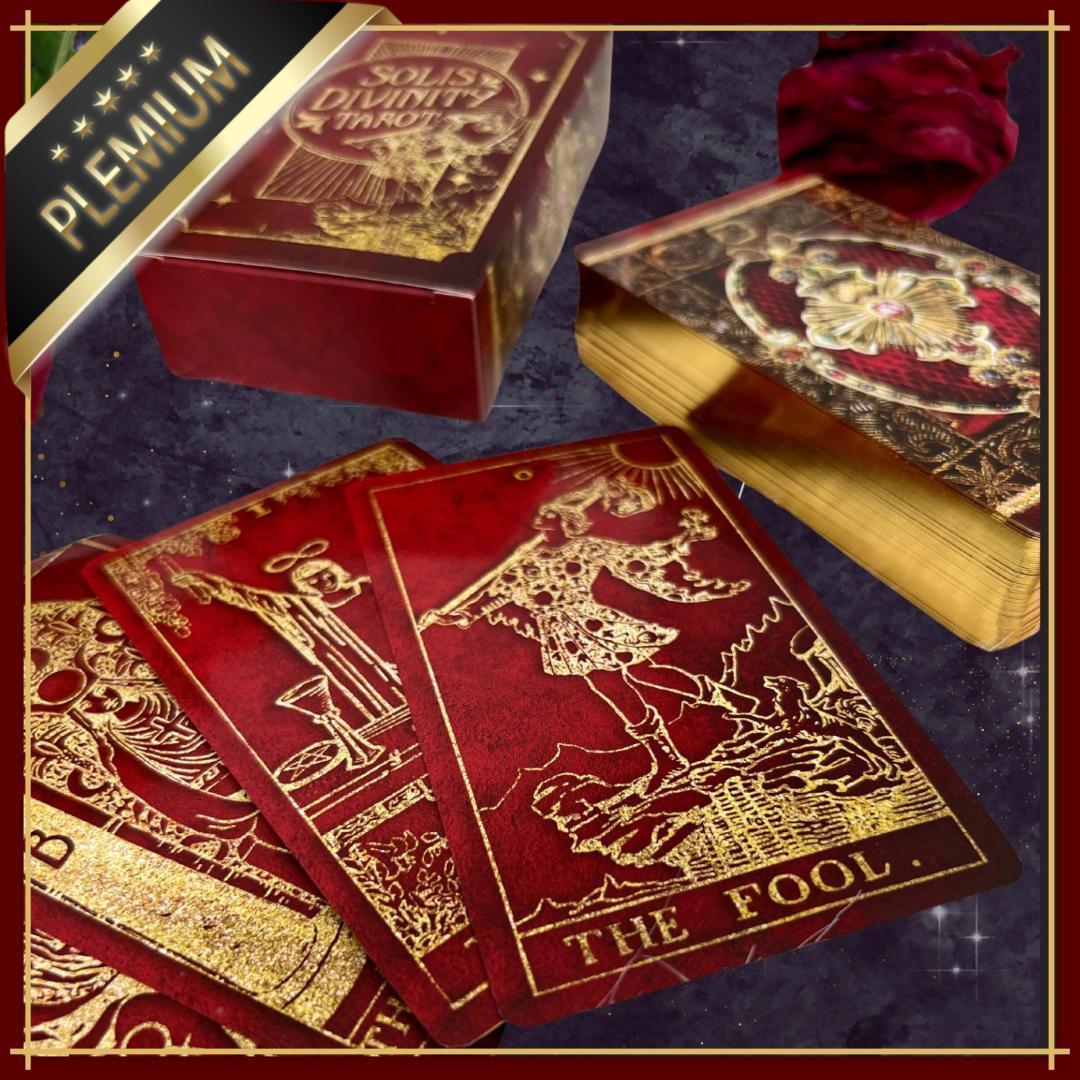 【正規品タロットカード】前作完売品✨美麗レア色✨豪華な真紅×ゴールドのデッキ