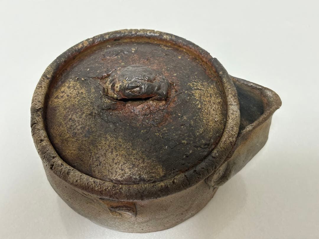 ⑯備前焼 宝瓶 登り窯 蟹 カニ かに 手びねり 急須