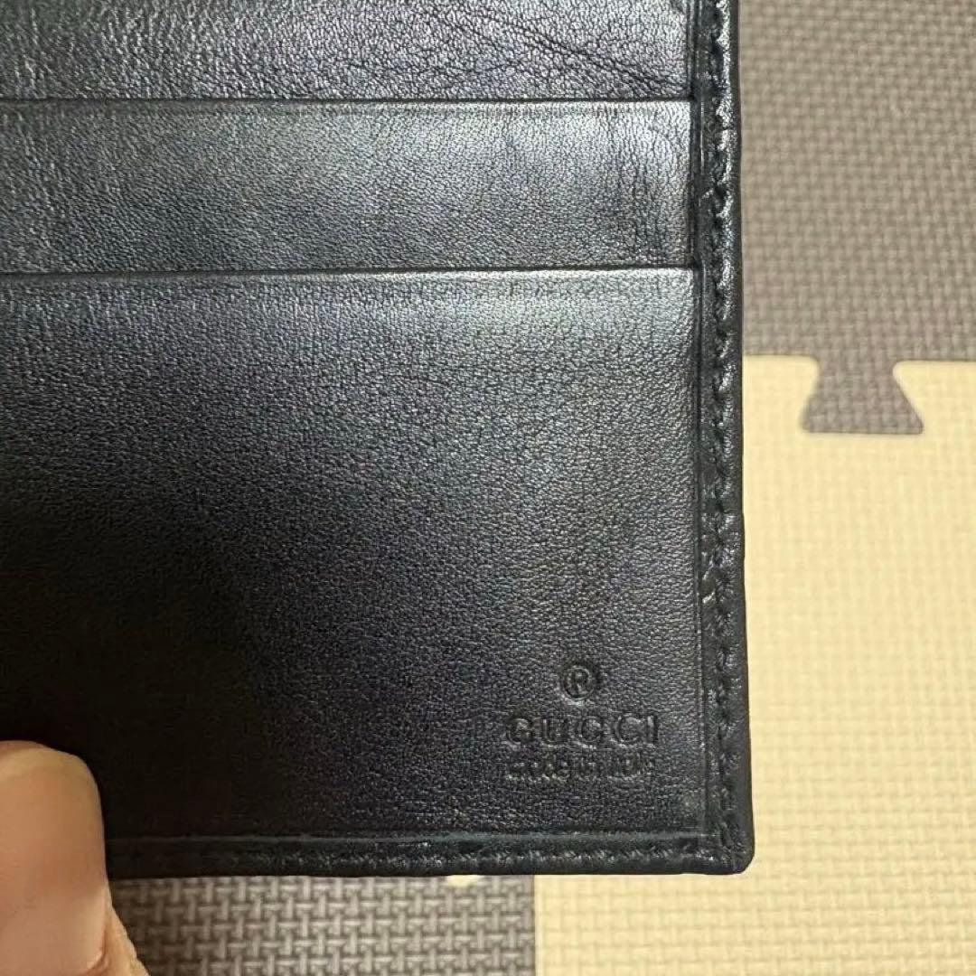 GUCCI 二つ折り　財布　マネークリップ ブラック　レザー