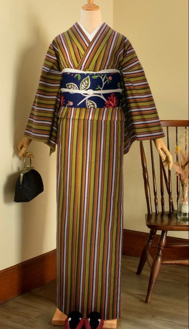 最終値下 新品未使用 KIMONOMACHI 洗える着物 三河木綿 単衣 L