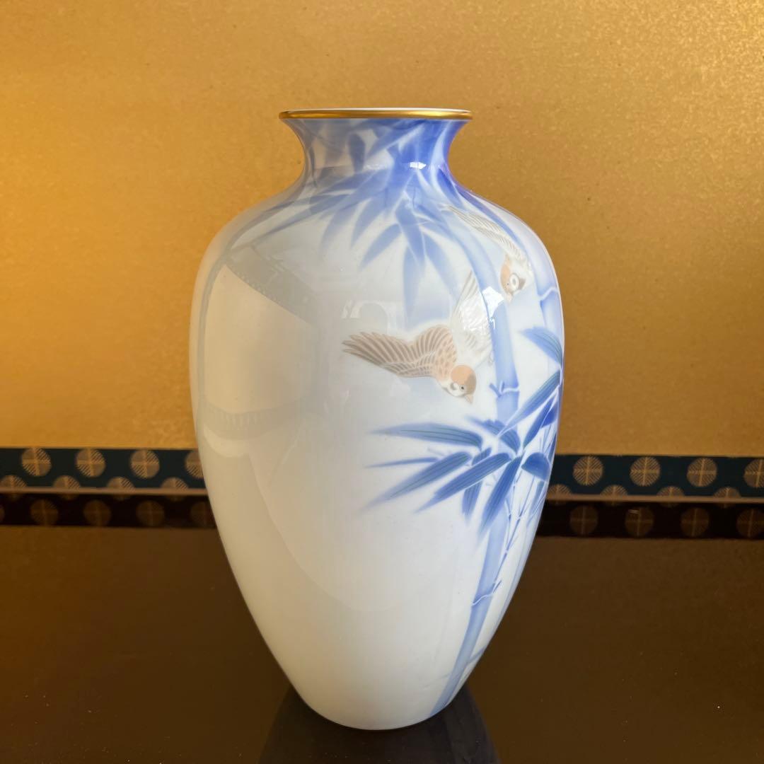 なつ【新品未使用】染付官窯 深川製磁 花瓶 花入 フラワーベース