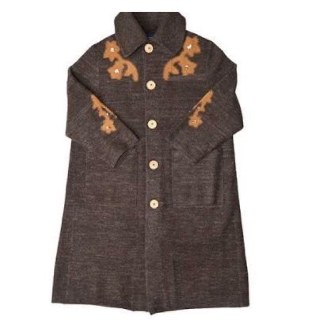 【美品】45R ビーズ刺繍 ふっくら柔らか縮絨 コート 色は1番人気ブラウン