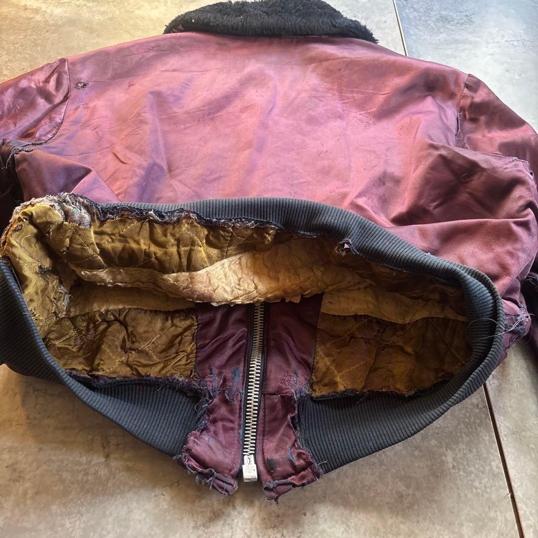 古着　50s b-15 タイプ　フライトジャケット　襤褸　茄紺