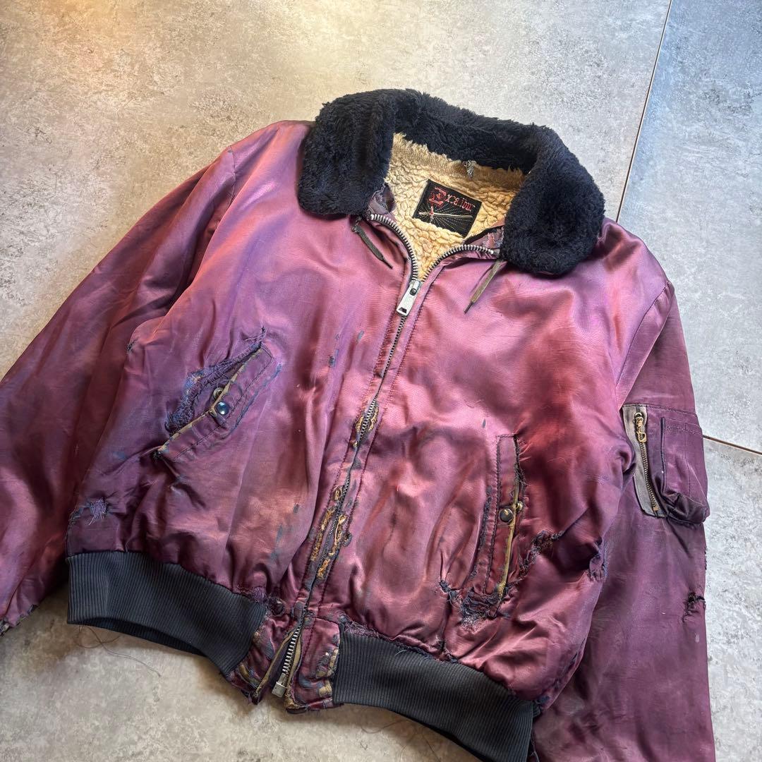 古着　50s b-15 タイプ　フライトジャケット　襤褸　茄紺