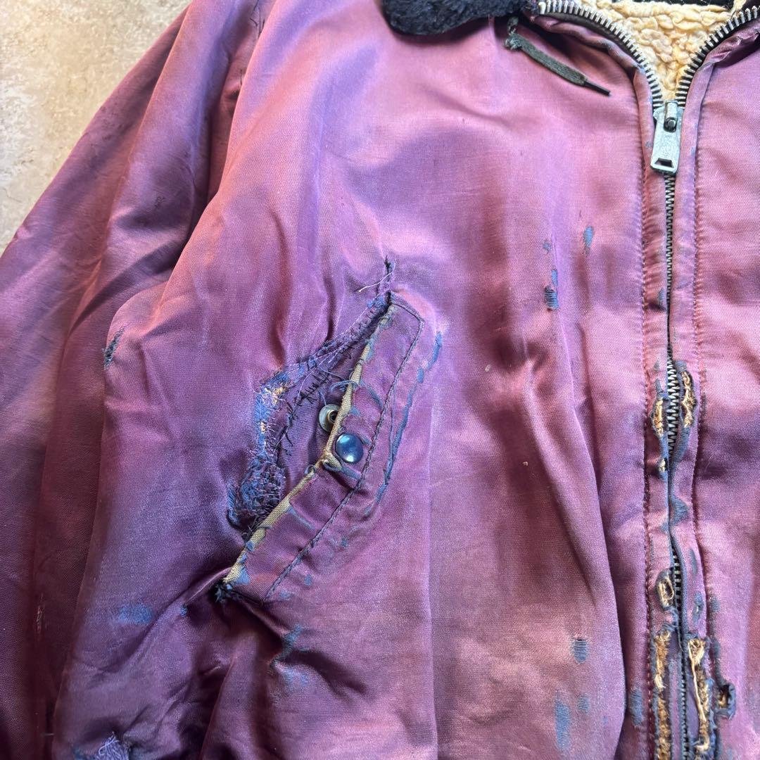 古着　50s b-15 タイプ　フライトジャケット　襤褸　茄紺
