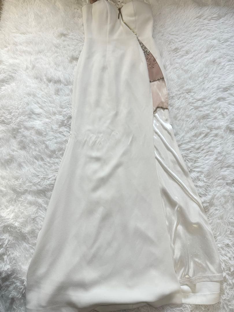 ROBE de FLEURS Glossy スリット　白　M ロングドレス