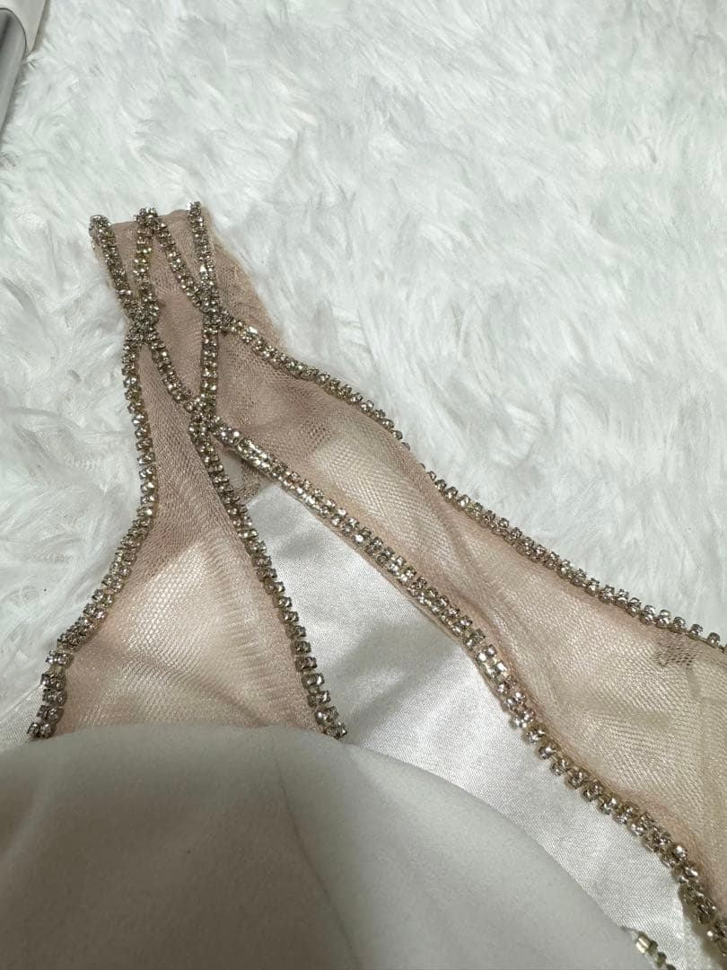 ROBE de FLEURS Glossy スリット　白　M ロングドレス