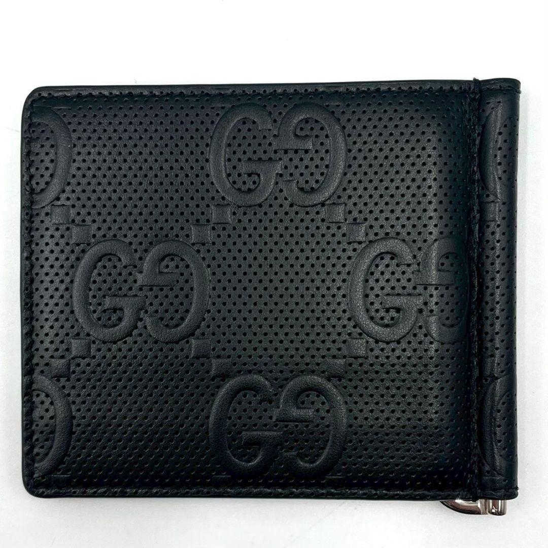 極美品 近年モデル●GUCCI マネークリップ カードケース ジャンボGG 黒
