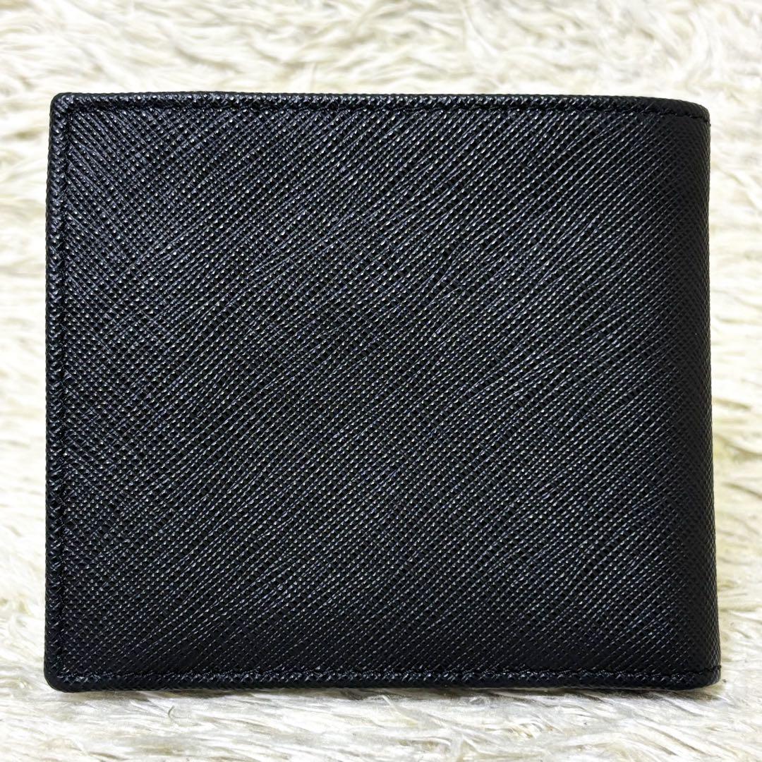 【極美品】プラダ 二つ折り財布 トライアングルロゴ ブラック 2MO738