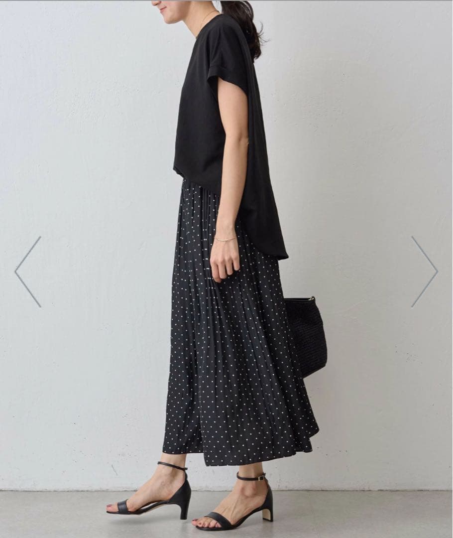 美品 BEARDSLEY シワシフォンギャザーパンツ ドット FREE