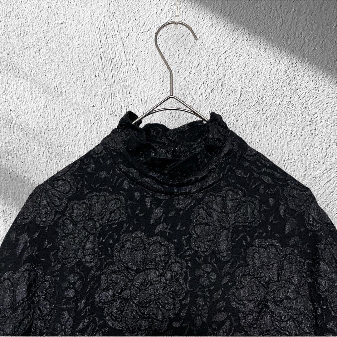 ペルナ PERNA ジャガード花柄 ロングワンピース 縦L/横XS 黒