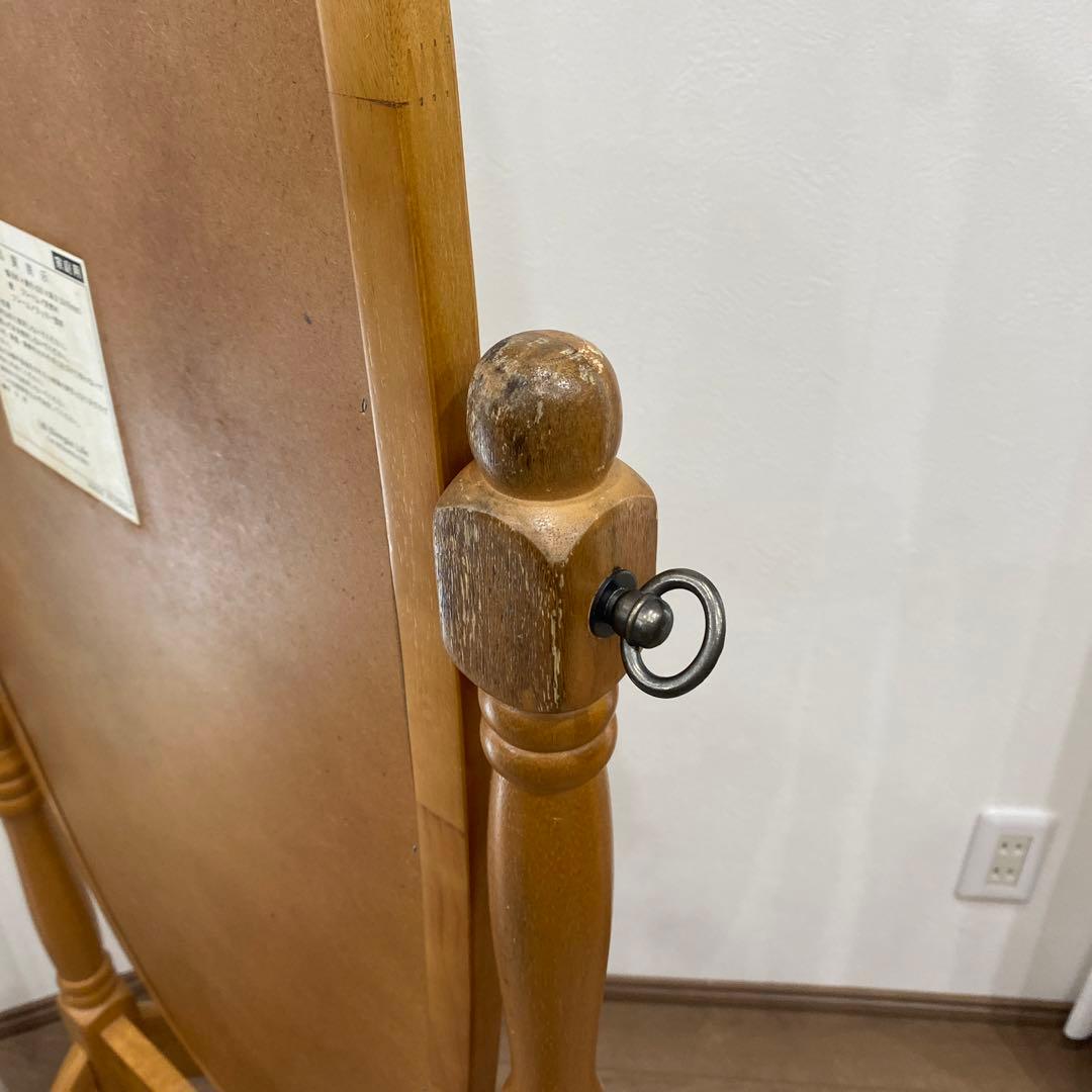 アンティーク オーバル型 木製全身鏡 スタンドミラー 脚付き 大型鏡 ビンテージ