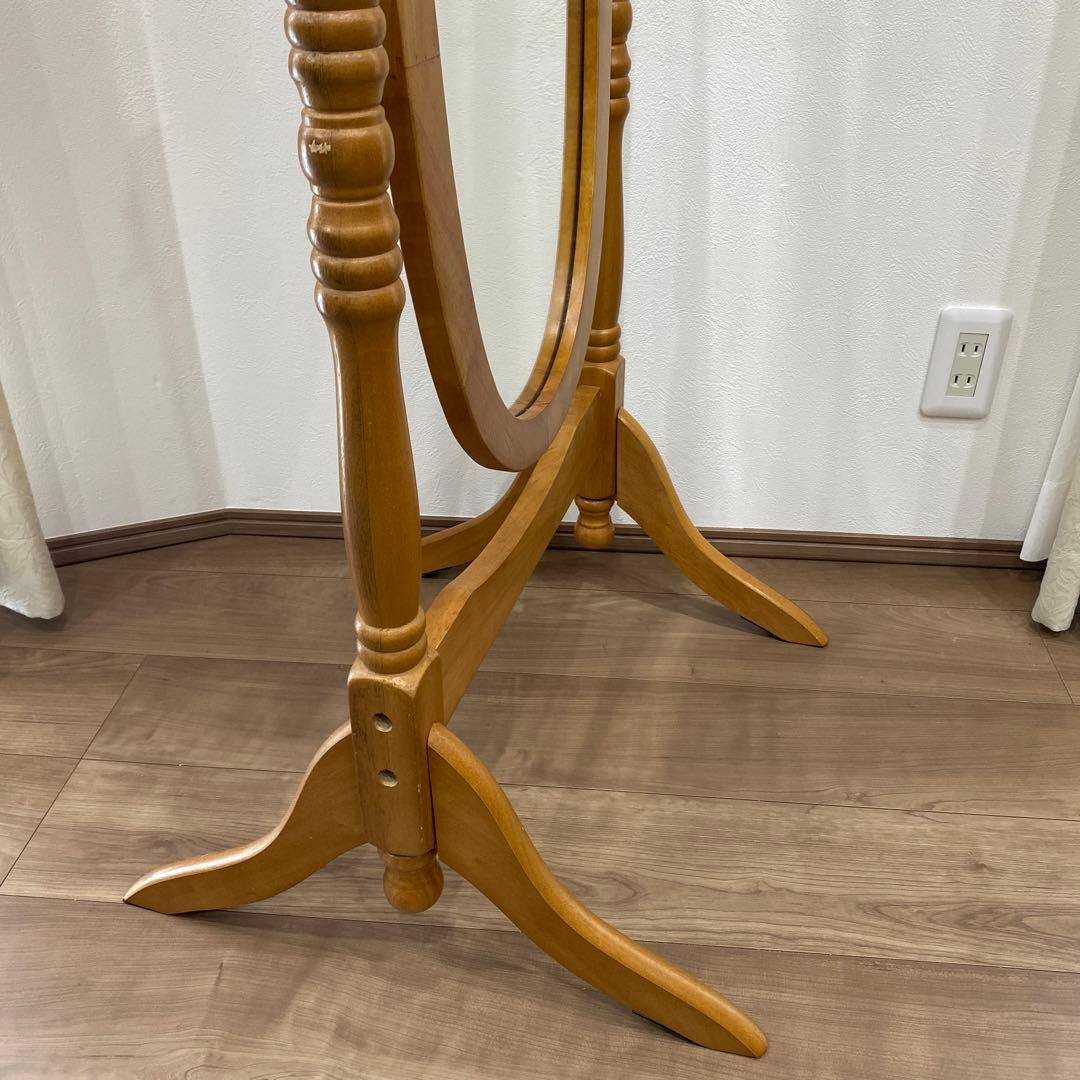 アンティーク オーバル型 木製全身鏡 スタンドミラー 脚付き 大型鏡 ビンテージ