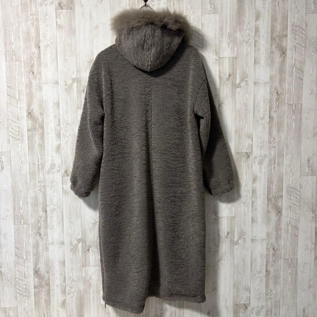 ラディエイト☆ファーフーデッドボアコート ロングコート フォックスファー M