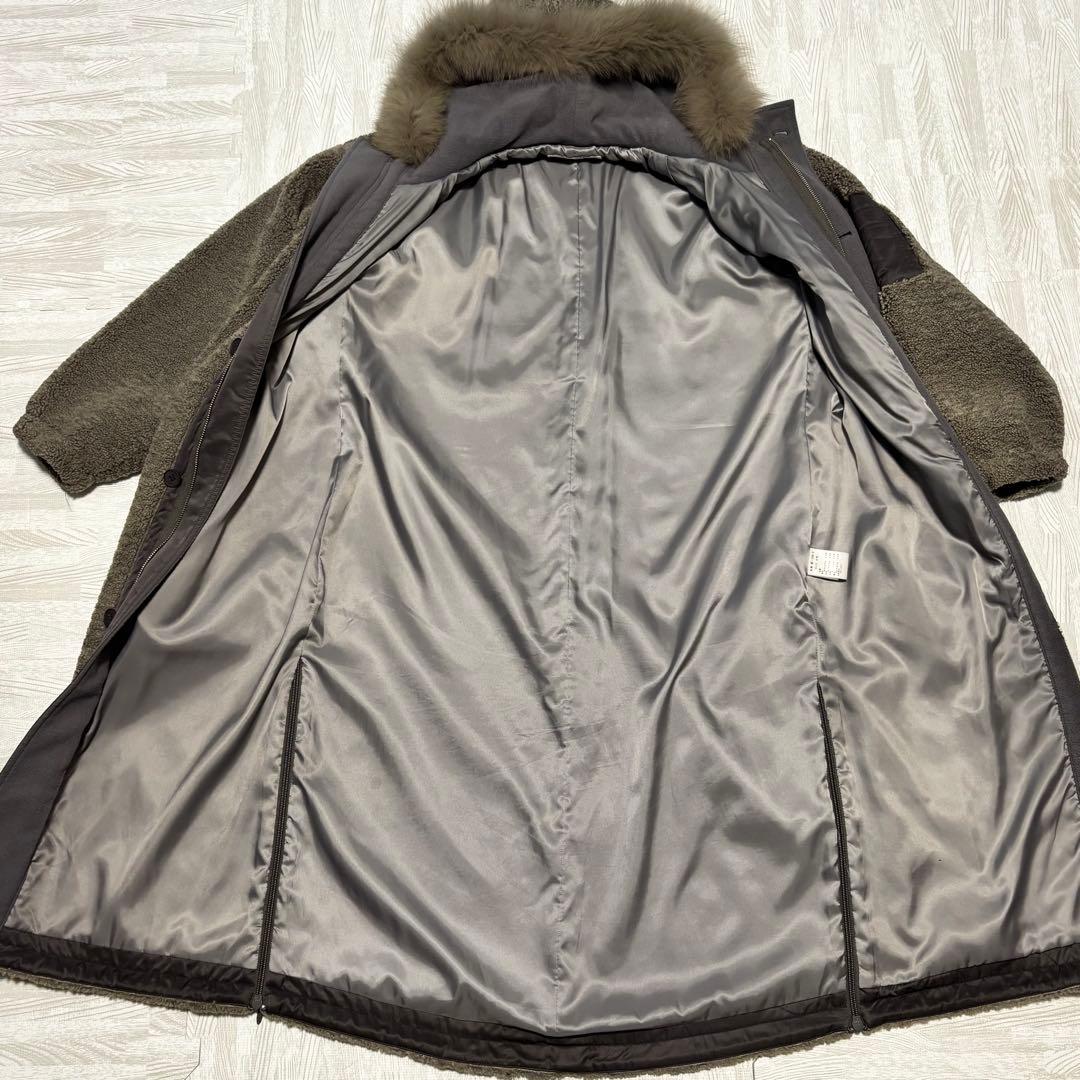 ラディエイト☆ファーフーデッドボアコート ロングコート フォックスファー M