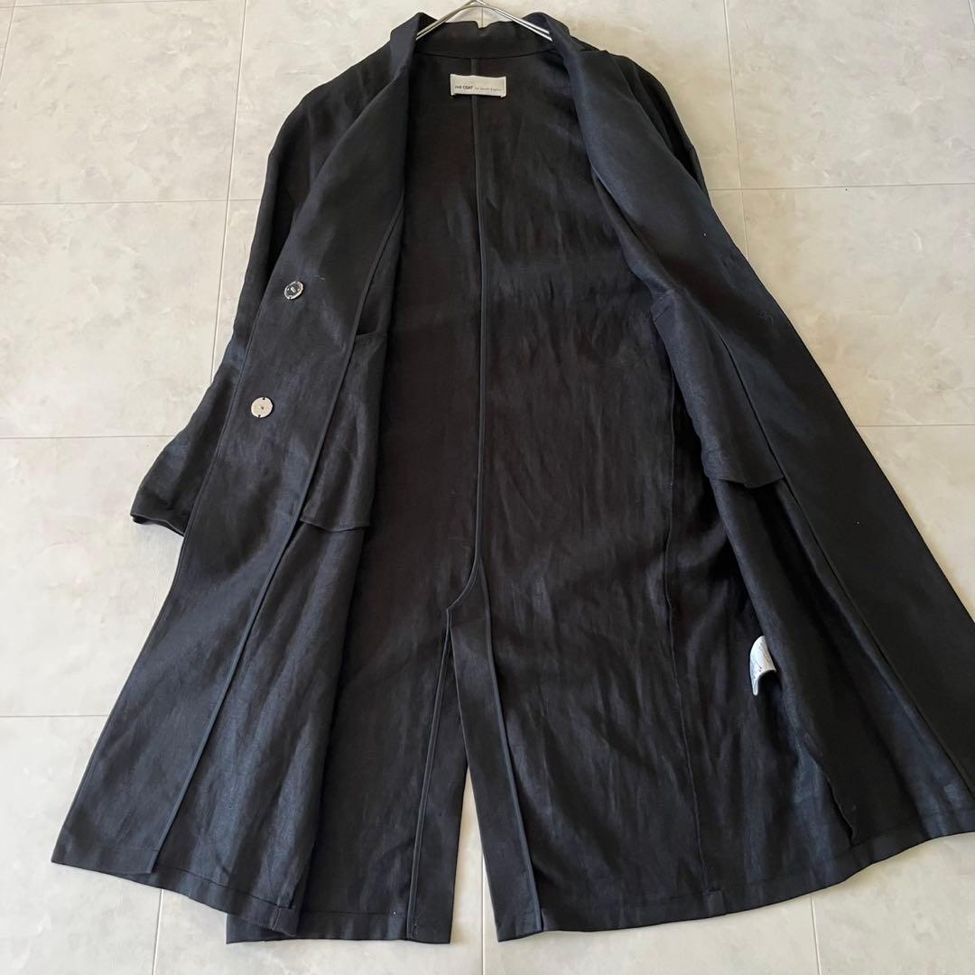 極美品✨upper hights 清涼リネンノーカラーコート黒 麻100% 36