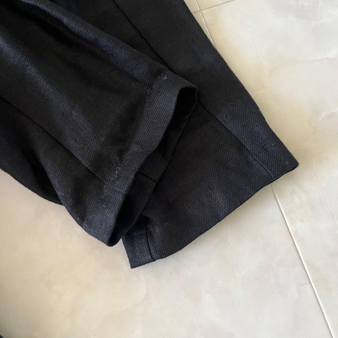 極美品✨upper hights 清涼リネンノーカラーコート黒 麻100% 36
