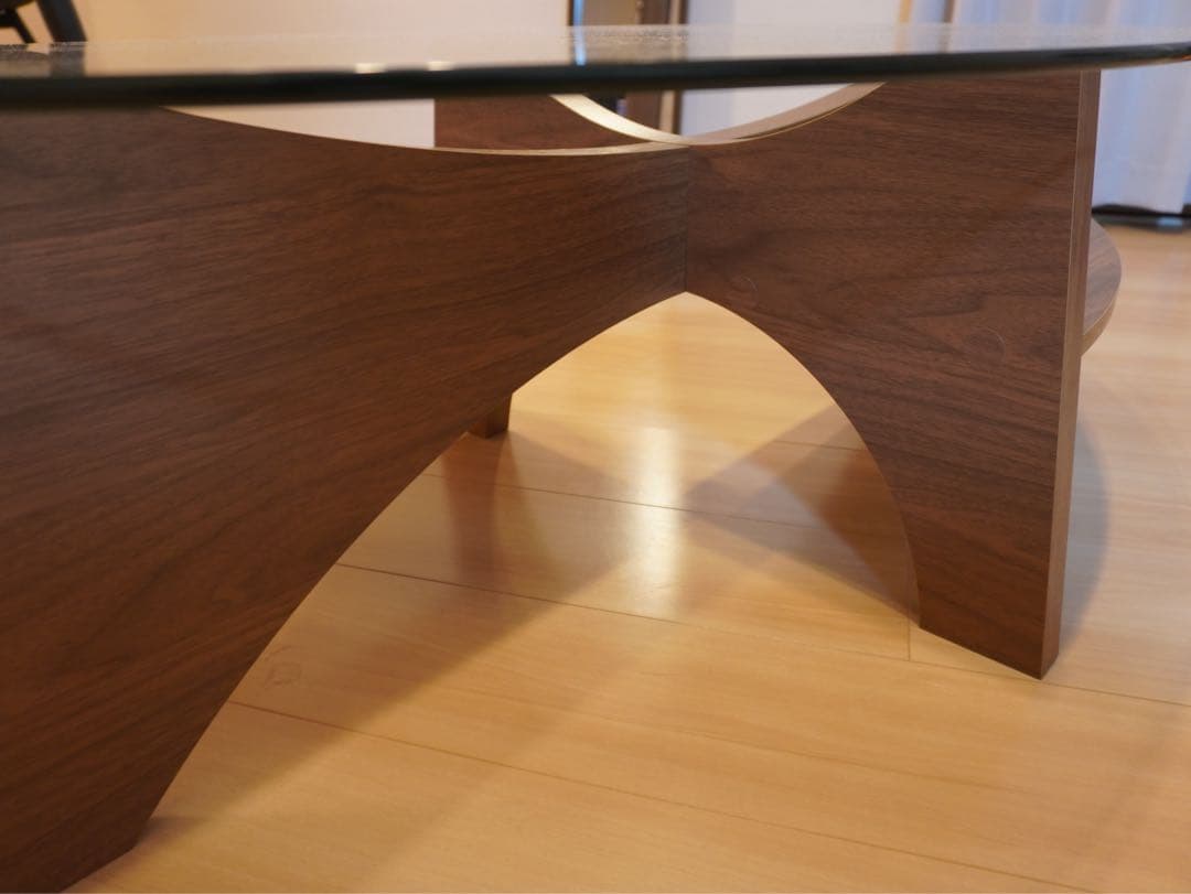 アーチ型ガラスセンターテーブル