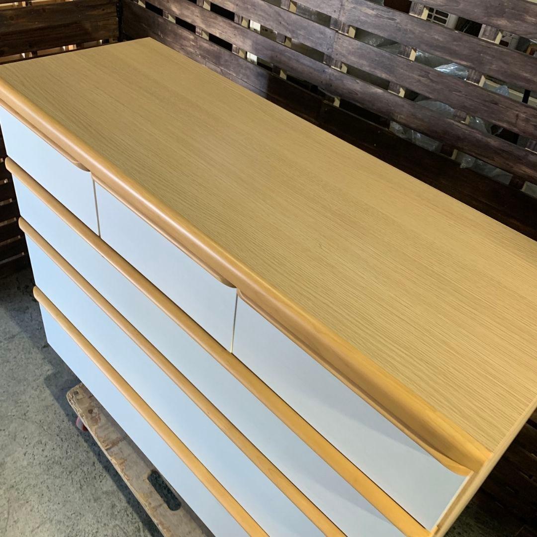 J312\" ホワイト/ ナチュラル 色 5杯 ローチェスト W1200