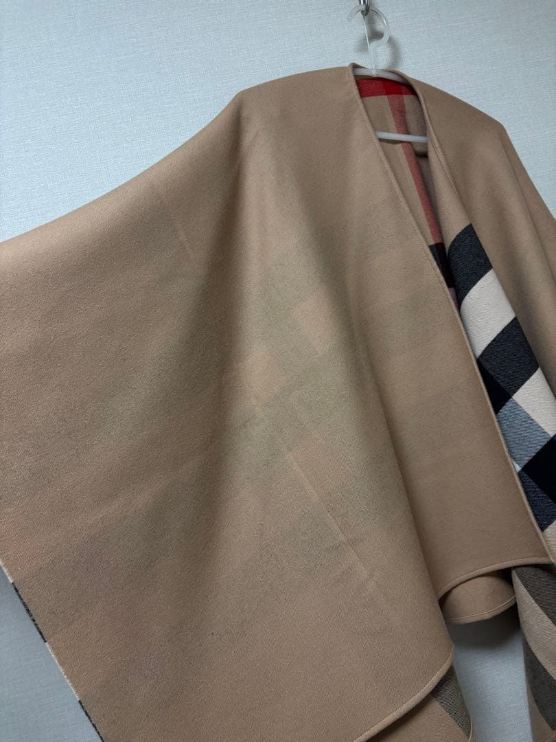 BURBERRY バーバリー ノバチェック リバーシブル ウールカシミヤポンチョ
