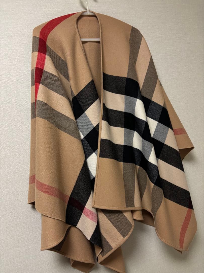 BURBERRY バーバリー ノバチェック リバーシブル ウールカシミヤポンチョ