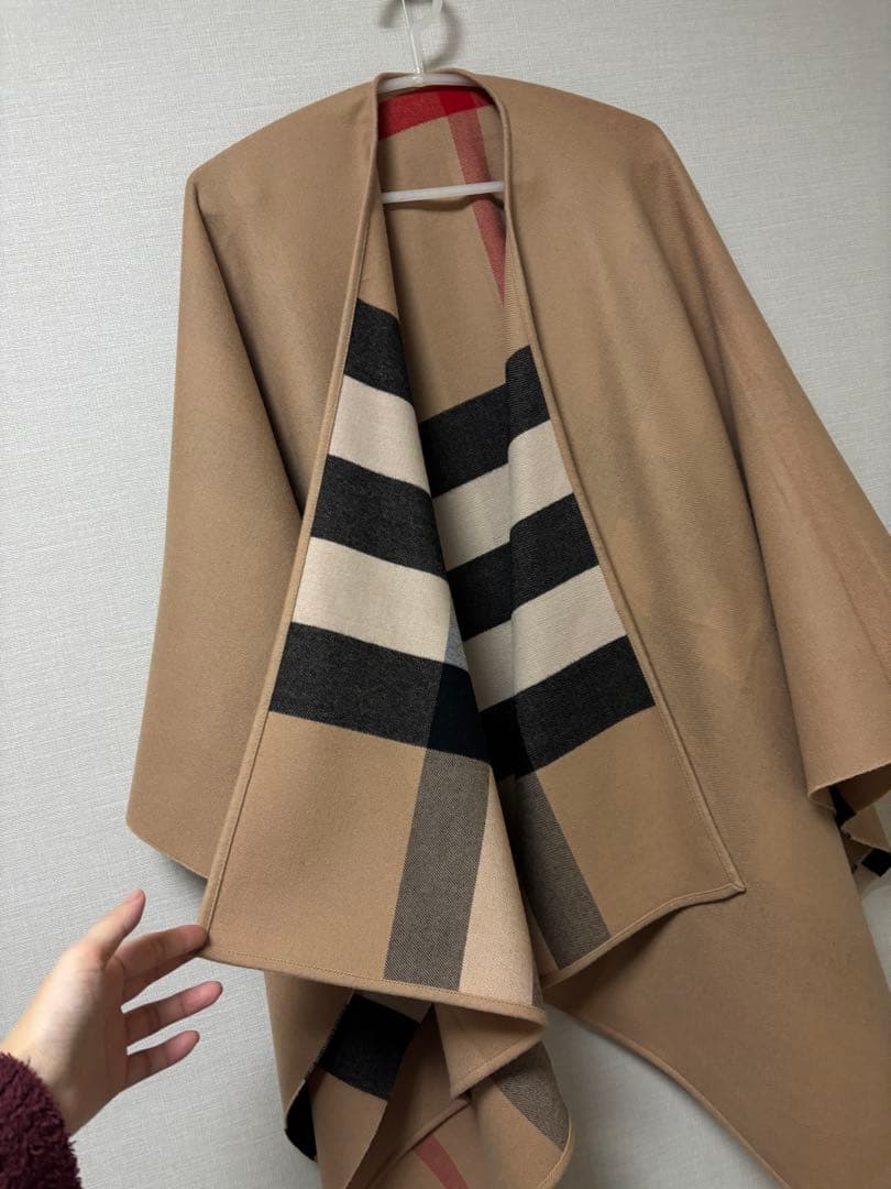 BURBERRY バーバリー ノバチェック リバーシブル ウールカシミヤポンチョ