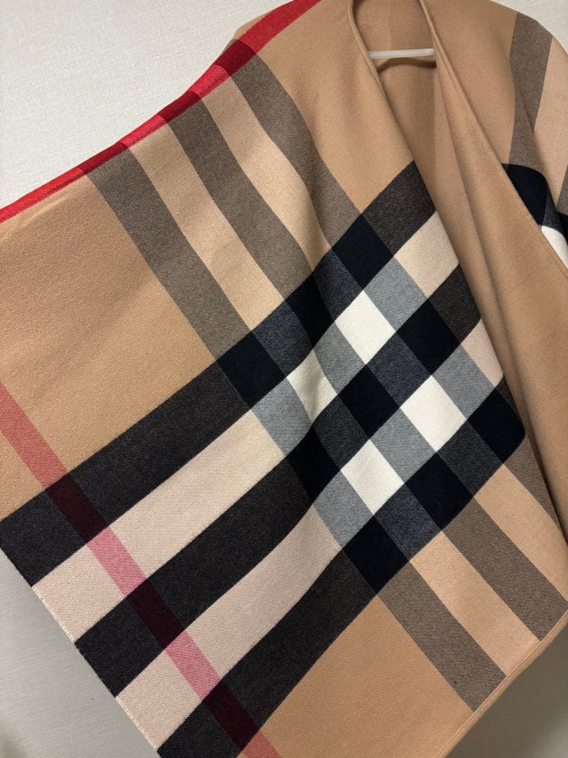 BURBERRY バーバリー ノバチェック リバーシブル ウールカシミヤポンチョ