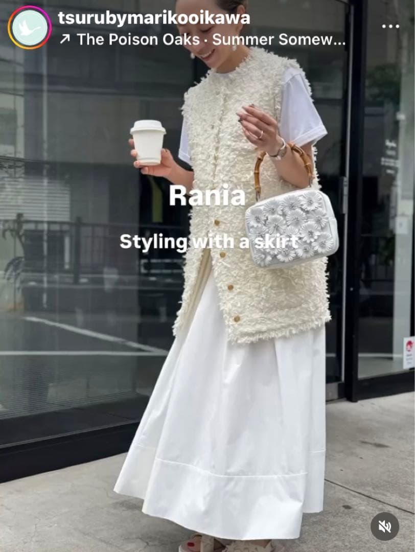 tsuru by mariko oikawa ジレ　ホワイト　フリンジベスト