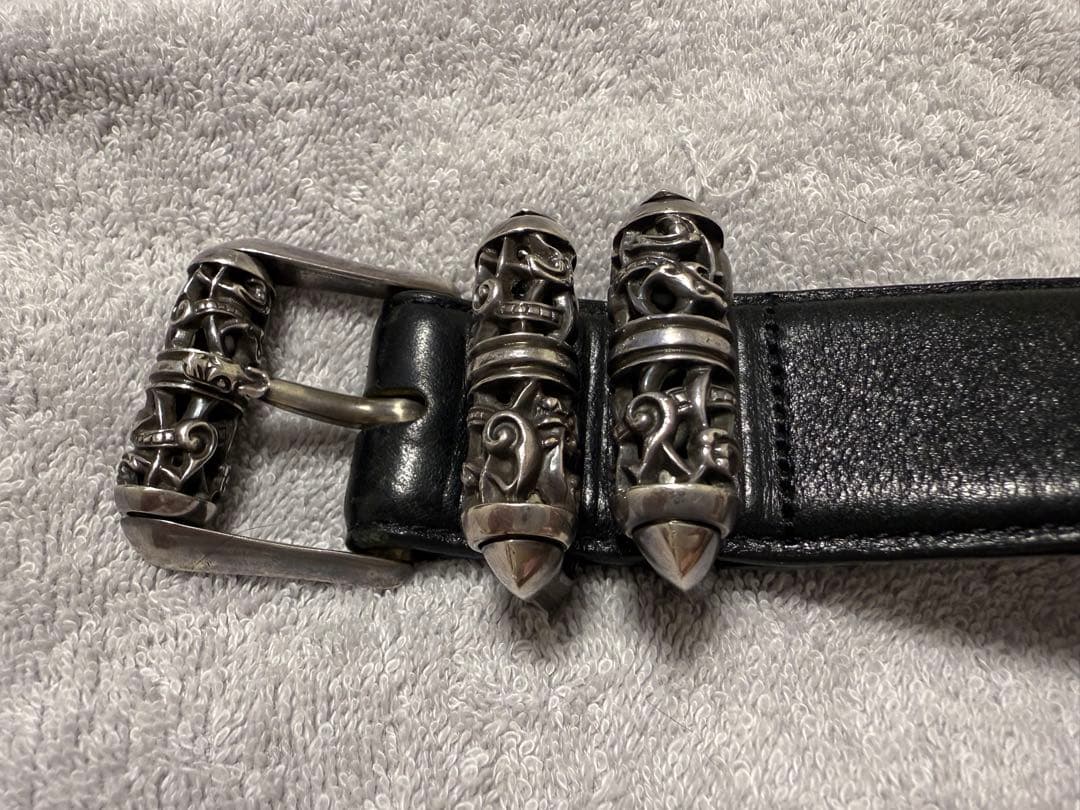 クロムハーツ（原本無）ケルティックローラーレザーベルト38インチ