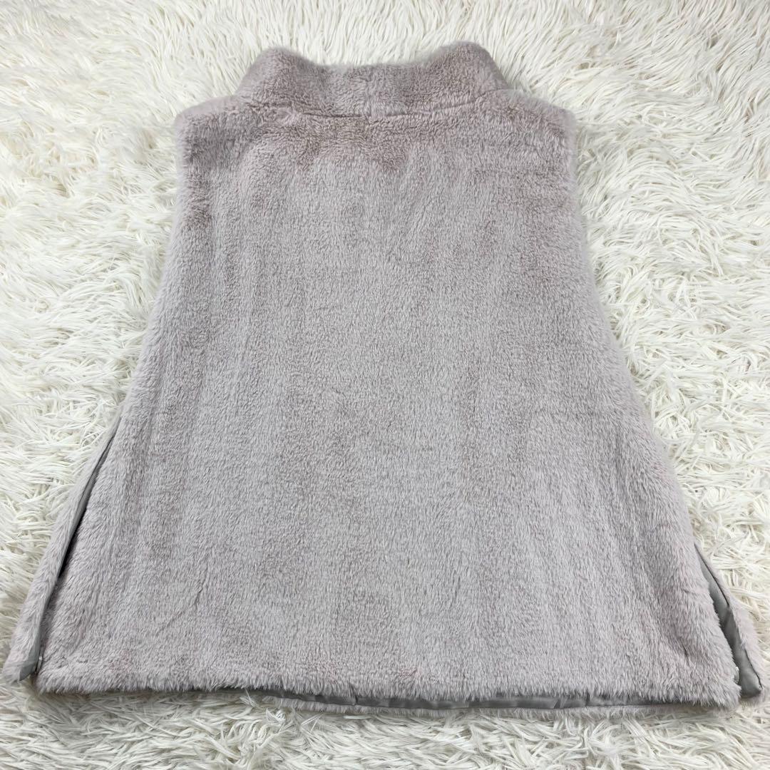 【美品】プレインピープル　エコファーオフタートルベスト　グレージュ　F